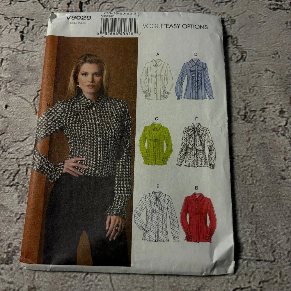 Vogue Easy Options Pattern V9029 FS for Misses' Blouse